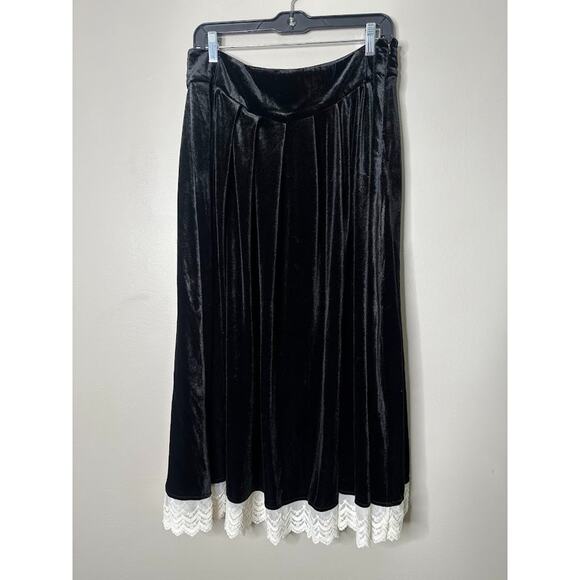 Simple Retro Ophelia Maxi Skirt Large Black Whimsigoth Emo Victorian Velvet Lace - Picture 2 of 7